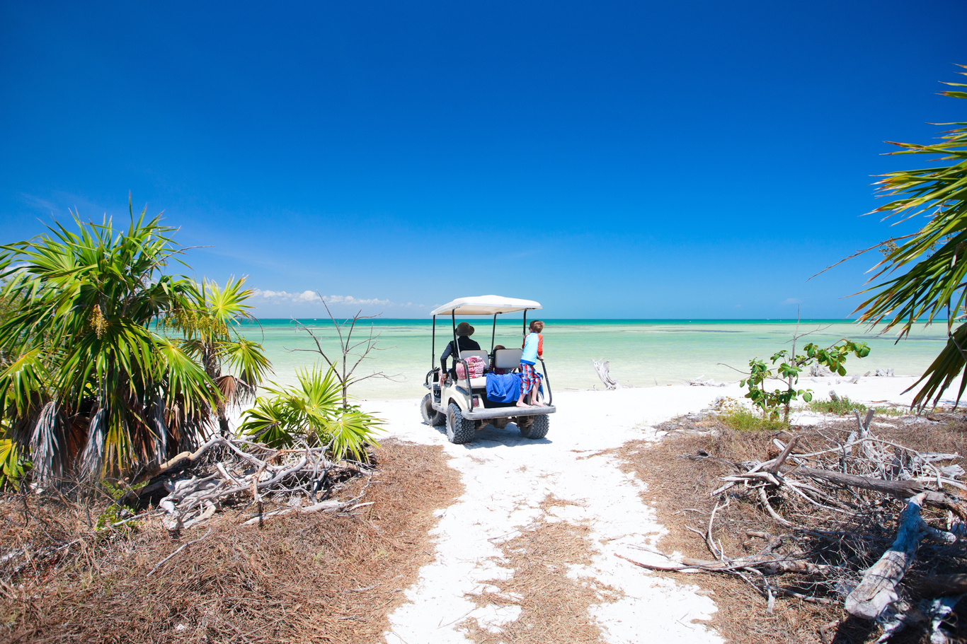 Golf Cart at Tropical Beach